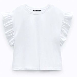 ZARA RUFFLE T SHIRT SIZE Medium